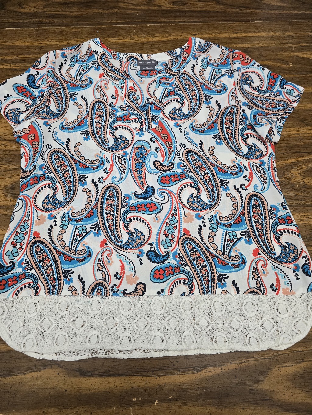 Van Heusen White Multicolor Paisley Blouse
